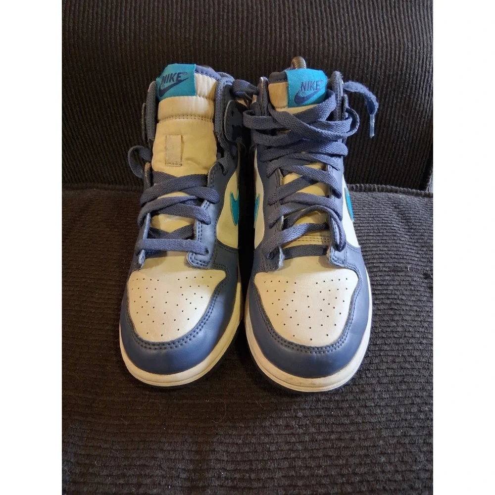 Nike Dunk High Kids 2.5Y Blue‎ & White Basketball Sneakers